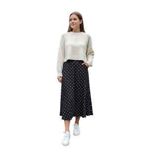 Aeropostale Black Polka Dot Midi Skirt Women's Size XS